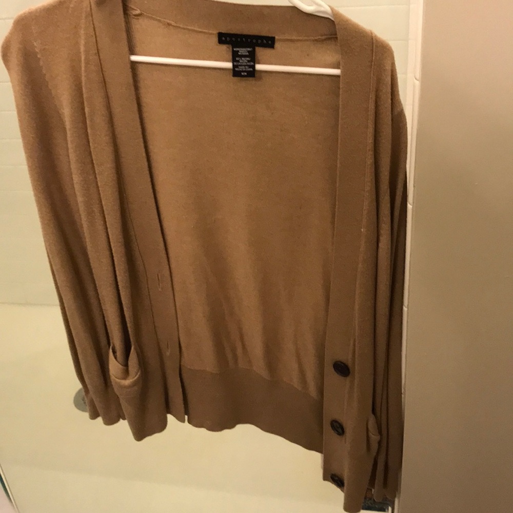 Khaki cardigan with brown button detail